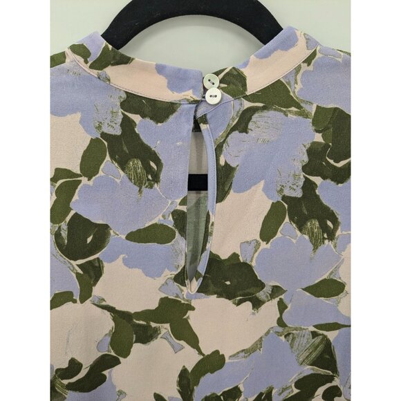 & Other Stories Floral Top Women Size 2 Balloon Sleeve Mock Neck Romantic Office - Picture 10 of 14